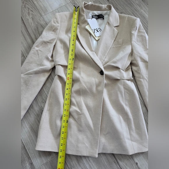 NWT Zara Women's Blazer Gathered Waist Jacket -Size M - Picture 4 of 8